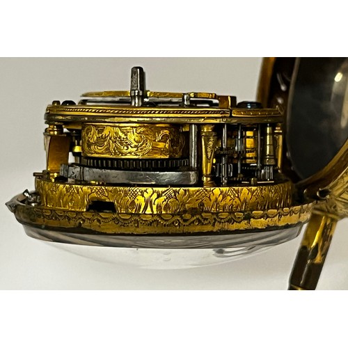 5202 - SIGNED J PAULET: An 18th Century gilt metal pair cased repeating pocket watch. The outer and inner c... 