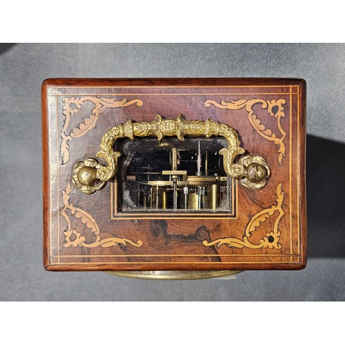 8093 - A 19th Century rosewood marquetry inlaid mantel clock by Henry Marc, circa 1865, eight day movement ... 