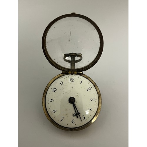 5198 - SIGNED STEPHEN OLYE, HARLESTON: A late 18th Century silver pair cased pocket watch. The enamelled Ro... 