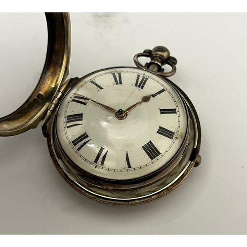 5191 - SIGNED NORTHEY, SPITAL-FIELDS: A 19th Century silver pocket watch with non-matching outer pair case.... 