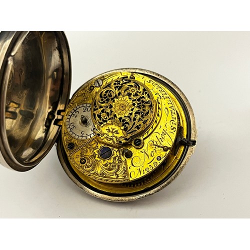 5191 - SIGNED NORTHEY, SPITAL-FIELDS: A 19th Century silver pocket watch with non-matching outer pair case.... 