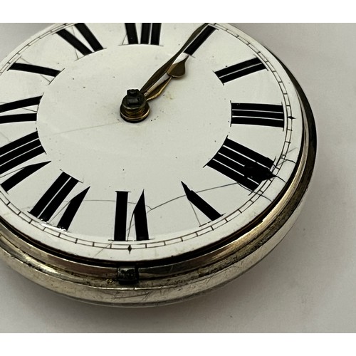 5203 - SIGNED BURDITT, WOODBRIDGE: A 19th Century silver pair cased pocket watch. The enamelled Roman dial ... 