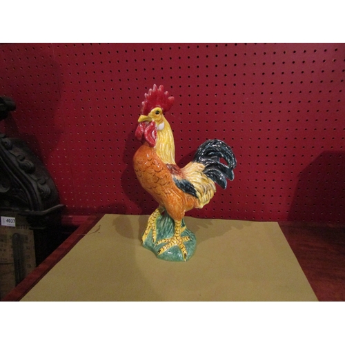 4040 - A Majolica style model of a cockerel/Rooster, 30cm tall