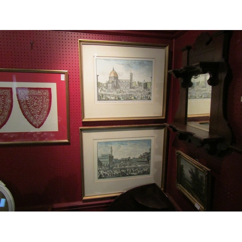 4044 - Two framed prints of Florentine scenes after Joseph Zocchi, including Palazzo Vecchio and Duomo. Eac... 