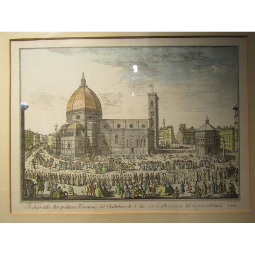 4044 - Two framed prints of Florentine scenes after Joseph Zocchi, including Palazzo Vecchio and Duomo. Eac... 