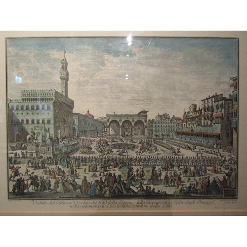 4044 - Two framed prints of Florentine scenes after Joseph Zocchi, including Palazzo Vecchio and Duomo. Eac... 