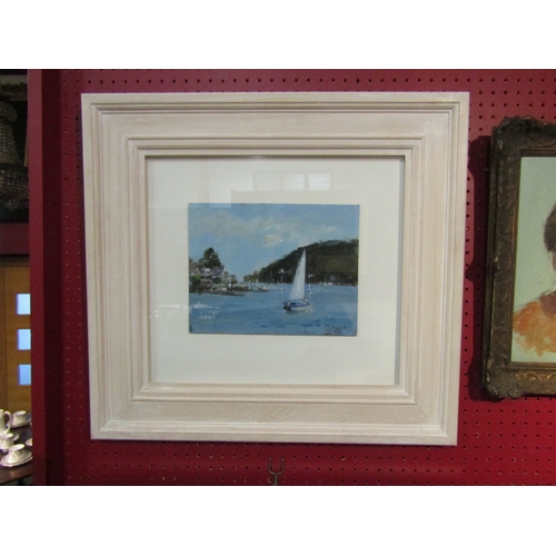 4069 - ROYCE: A framed and mounted oil on board of a boating scene, signed lower right, 19.5cm x 25.5cm ima... 