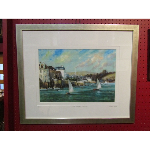 4070 - A John Neale limited edition print 'The Waterfront, Salcombe', no. 110/550, framed and glazed, 27cm ... 