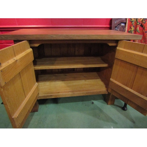 4115 - A bespoke made natural oak Arts & Crafts style two door cupboard dresser base in the manner of the '... 