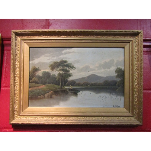 4116 - E HORTON: Two late 19th Century rural landscapes depicting rivers, trees and mountains, both signed ... 