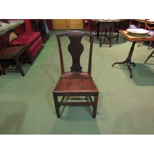 4163 - Attributed to East Anglia 1780-1830 an oak side chair with vasiform splat over a flat seat on chamfe... 