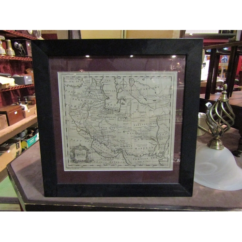 4170 - Four framed maps: An 18th Century copper plate of Persia by John Gibson, 29cm x 33cm, a hand-coloure... 