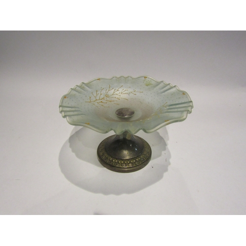 4385 - A large white tureen with cover, a metal based glass dish with floral design and a Victorian Jardini... 