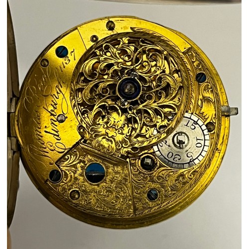 5162 - THOMAS REID OF EDINBURGH: An 19th Century silver double hinged open-faced pocket watch, enamelled Ro... 