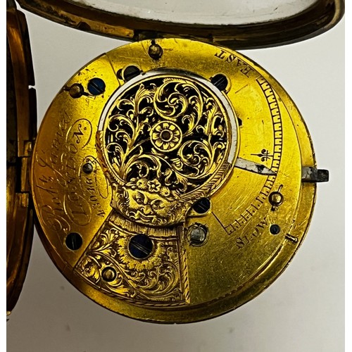 5172 - ROBERT JAMES OF LONDON: A late 18th / early 19th Century gilt metal open-faced double-hinged pocket ... 