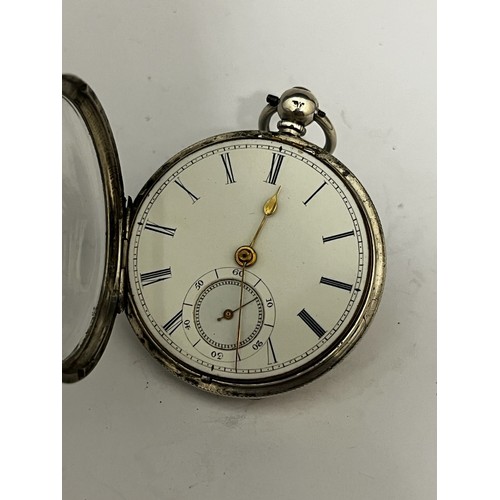 5161 - RICHARD J. COLE OF CORNHILL, IPSWICH: A 19th Century silver double hinged open-faced pocket watch, e... 