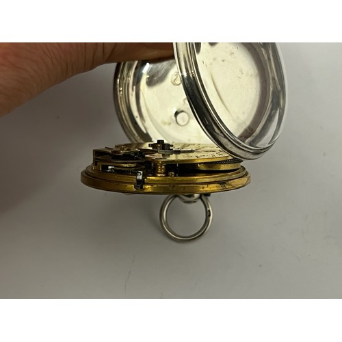 5161 - RICHARD J. COLE OF CORNHILL, IPSWICH: A 19th Century silver double hinged open-faced pocket watch, e... 