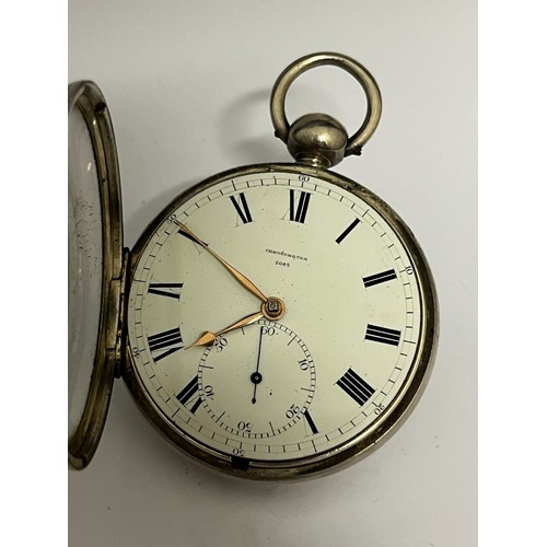 5102 - BENJAMIN RUSSELL OF NORWICH: A 19th Century silver double hinged open-faced pocket chronometer, enam... 