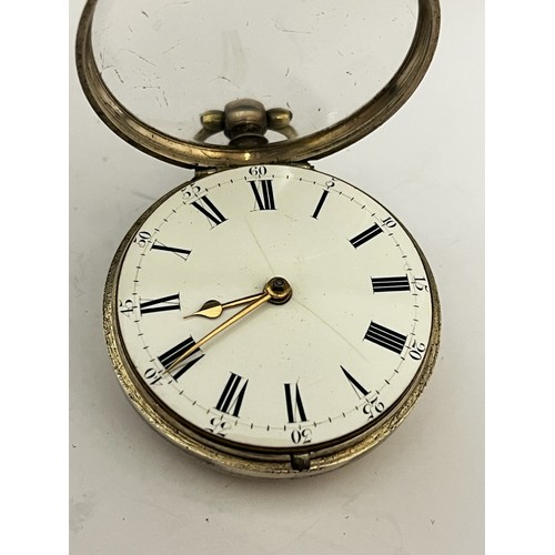 5153 - JAMES GAMMACK, ABERCHIRDER: A late 18th / early 19th Century silver pair cased pocket watch, enamell... 