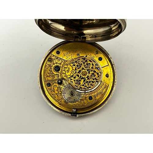 5153 - JAMES GAMMACK, ABERCHIRDER: A late 18th / early 19th Century silver pair cased pocket watch, enamell... 