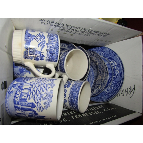 4207 - Two boxes of ceramics and glass including Shorter & Son jug, Spode Blue Italian etc