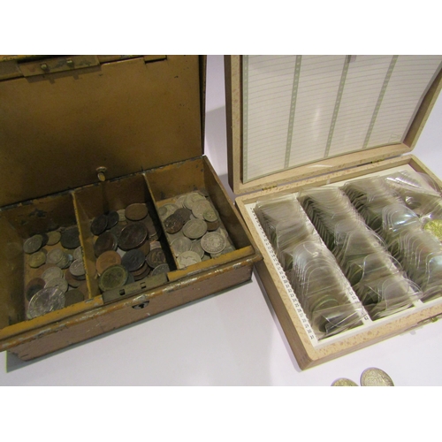 4287 - Two boxes of coins including old pennies, foreign examples etc