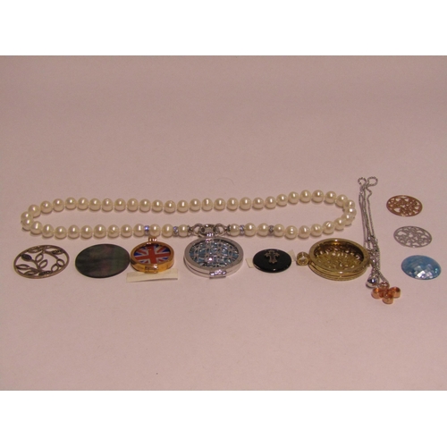 4336 - A pearl necklace, pendants and holders etc.