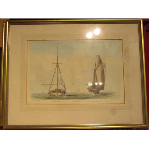 4370 - Six gilt framed prints of sailing vessels, drawn by J.Rogers printed by Rowney & Forster, some a/f