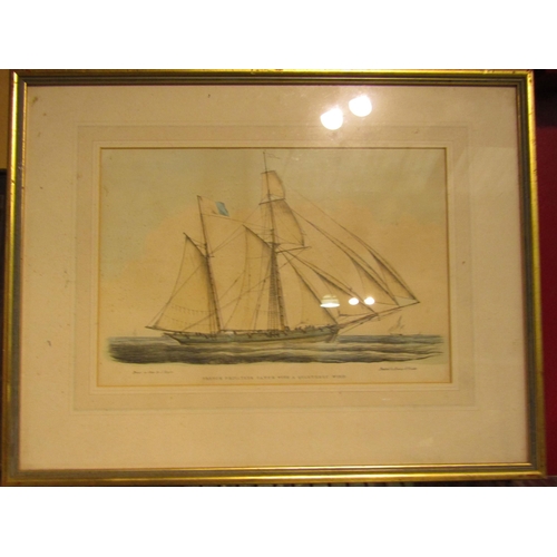 4370 - Six gilt framed prints of sailing vessels, drawn by J.Rogers printed by Rowney & Forster, some a/f