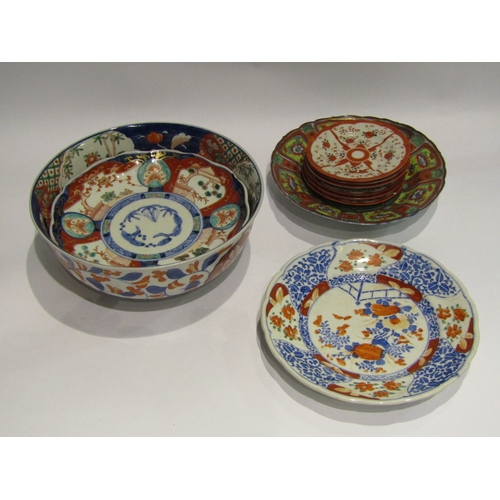 4389 - An Imari bowl, plates and Oriental plates etc.