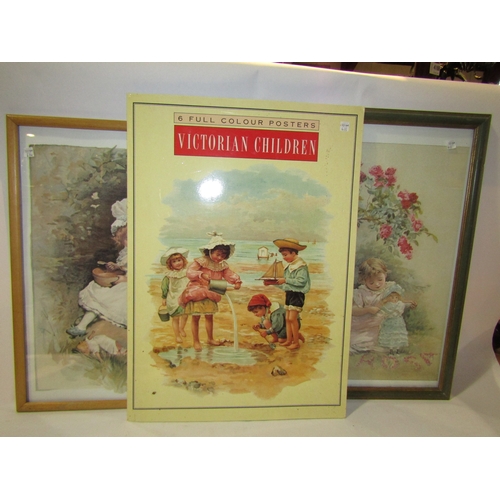 4258 - Four framed colour posters of Victorian children at play, 