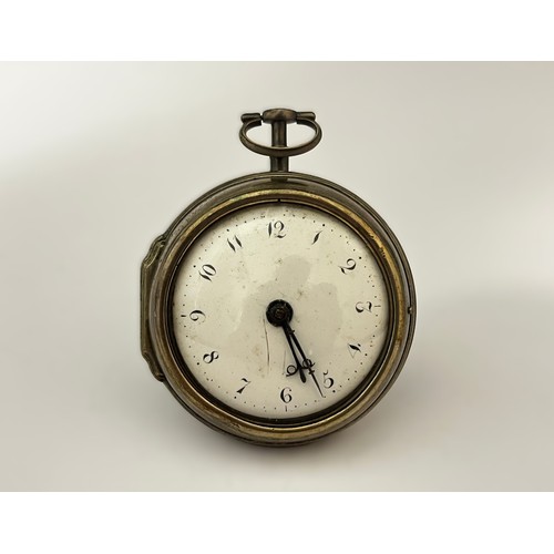 5198 - SIGNED STEPHEN OLYE, HARLESTON: A late 18th Century silver pair cased pocket watch. The enamelled Ro... 