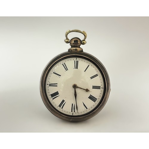 5167 - SIGNED J. WHITE, LONDON: A late 18th / early 19th Century silver pair cased pocket watch, enamelled ... 