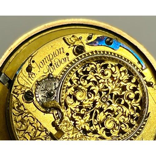 5283 - THOMAS TOMPION (1639-1713): A 17th Century silver gilt pair cased quarter repeating pocket watch by ... 