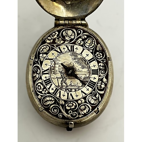 5205 - HANS CONRAD ESCHINGER, AMSTERDAM: A 17th Century unusual and rare Dutch silver cased watch of tulip ... 