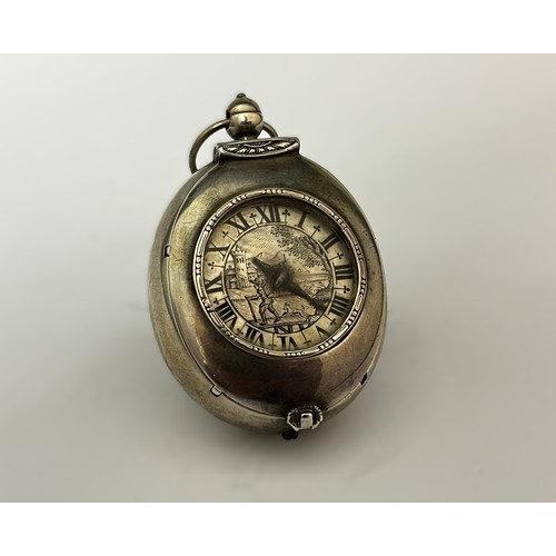 5205 - HANS CONRAD ESCHINGER, AMSTERDAM: A 17th Century unusual and rare Dutch silver cased watch of tulip ... 