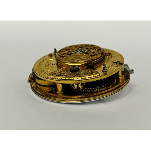 5128 - BARWISE OF LONDON: An early 19th pocket watch movement, chain fusee with maintaining power and verge... 