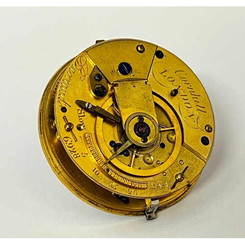 5125 - BARRAUDS OF CORNHILL, LONDON: A 19th Century pocket watch movement, chain fusee movement with mainta... 