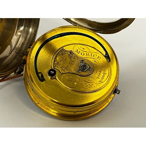 5143 - DAVID MORICE OF FENCHURCH STREET, LONDON: A 19th Century full hunter pocket watch, the enamel dial w... 