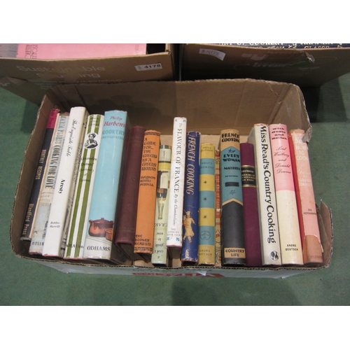 4178 - Three boxes of cookery books; leather bound 'Progressive Catering', volumes I-IV, Vogues cookery boo... 