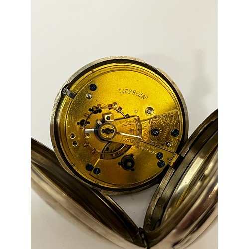 5146 - J.G GRAVES OF SHEFFIELD: A 19th Century silver full hunter pocket watch, enamelled Roman dial with b... 