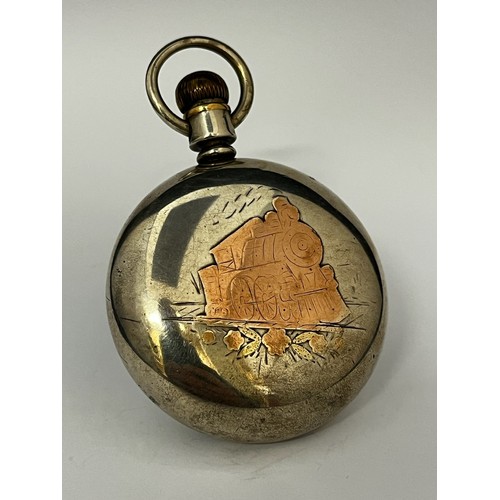 5140 - B.W. RAYMOND, ELGIN: An early 20th Century silver cased American 'railroad' pocket watch, enamelled ... 