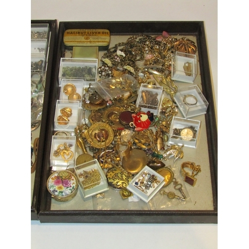 4299 - Two trays of bijouterie including earrings, brooches, bracelets etc