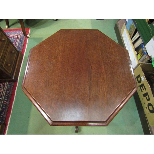 4188 - A Victorian mahogany octagonal tilt-top wine table on a turned column and scroll foot tripod table, ... 