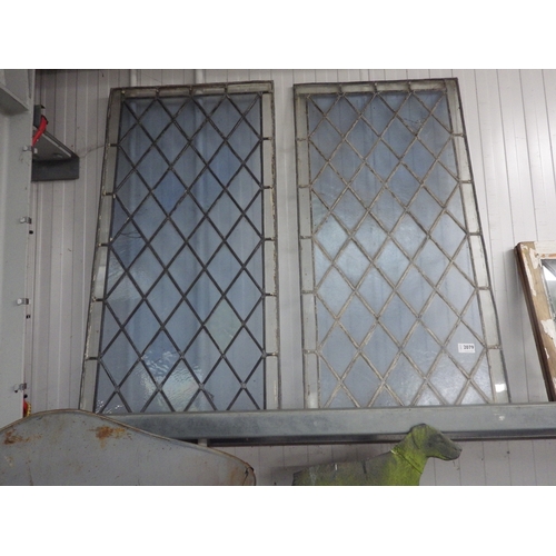 2079 - A pair of 19th Century leaded glass panels (a/f)