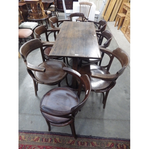 2389 - A small country oak dining table 59 x 122cm and a Victorian elm chair