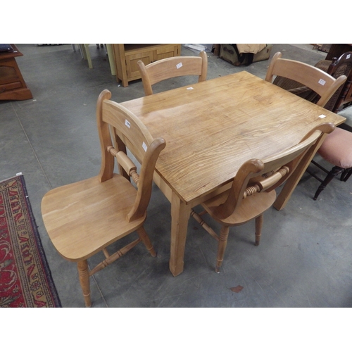 2396 - A set of four beech knife-back kitchen chairs