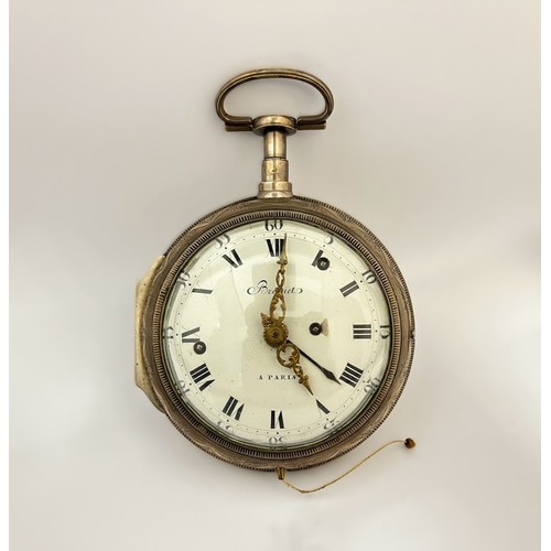 5199 - BREGUET: A very rare 18th Century white metal cased coach clock with repeater and alarm, housed with... 