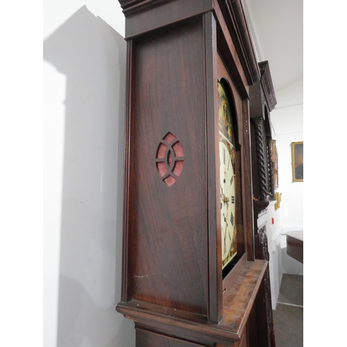 8003 - A Scottish Victorian mahogany longcase clock by William Barr of Hamilton, the arch dial painted with... 