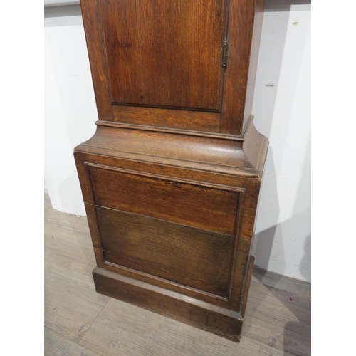 8007 - A oak cased longcase clock by Reid & Sons, Newcastle on Tyne, white Roman numeral dial with moon sty... 